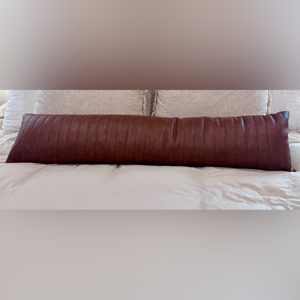 Lumbar Faux Leather Pillow Cognac -Threshold
